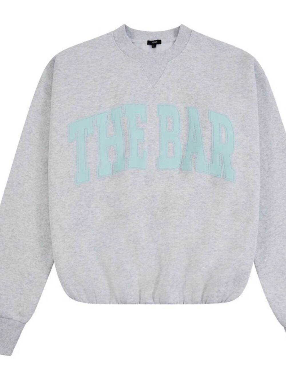 The Bar Tucked Varsity Sweatshirt Heather Gray Mint Logo Medium NWT
